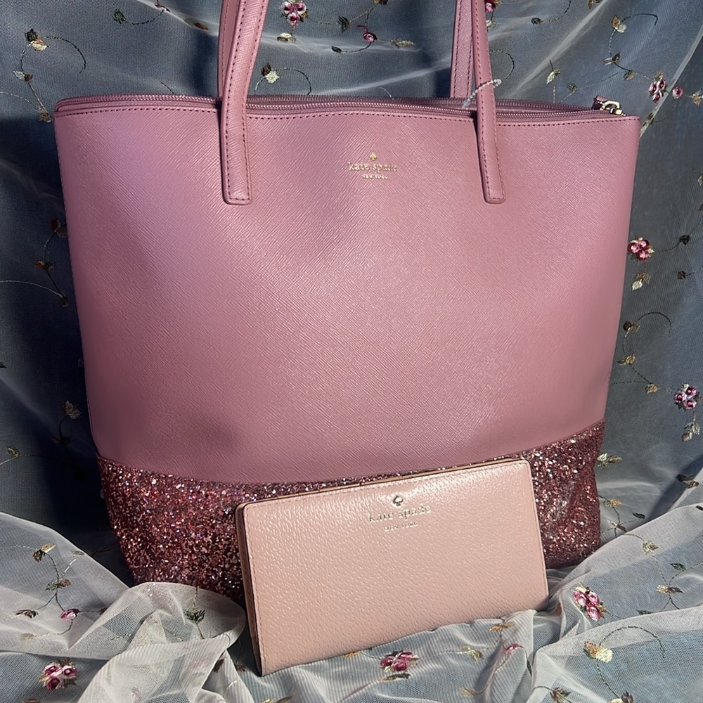 Kate Spade Greta Court Penny Tote with Glitter plus a wallet - Picture 3 of 6